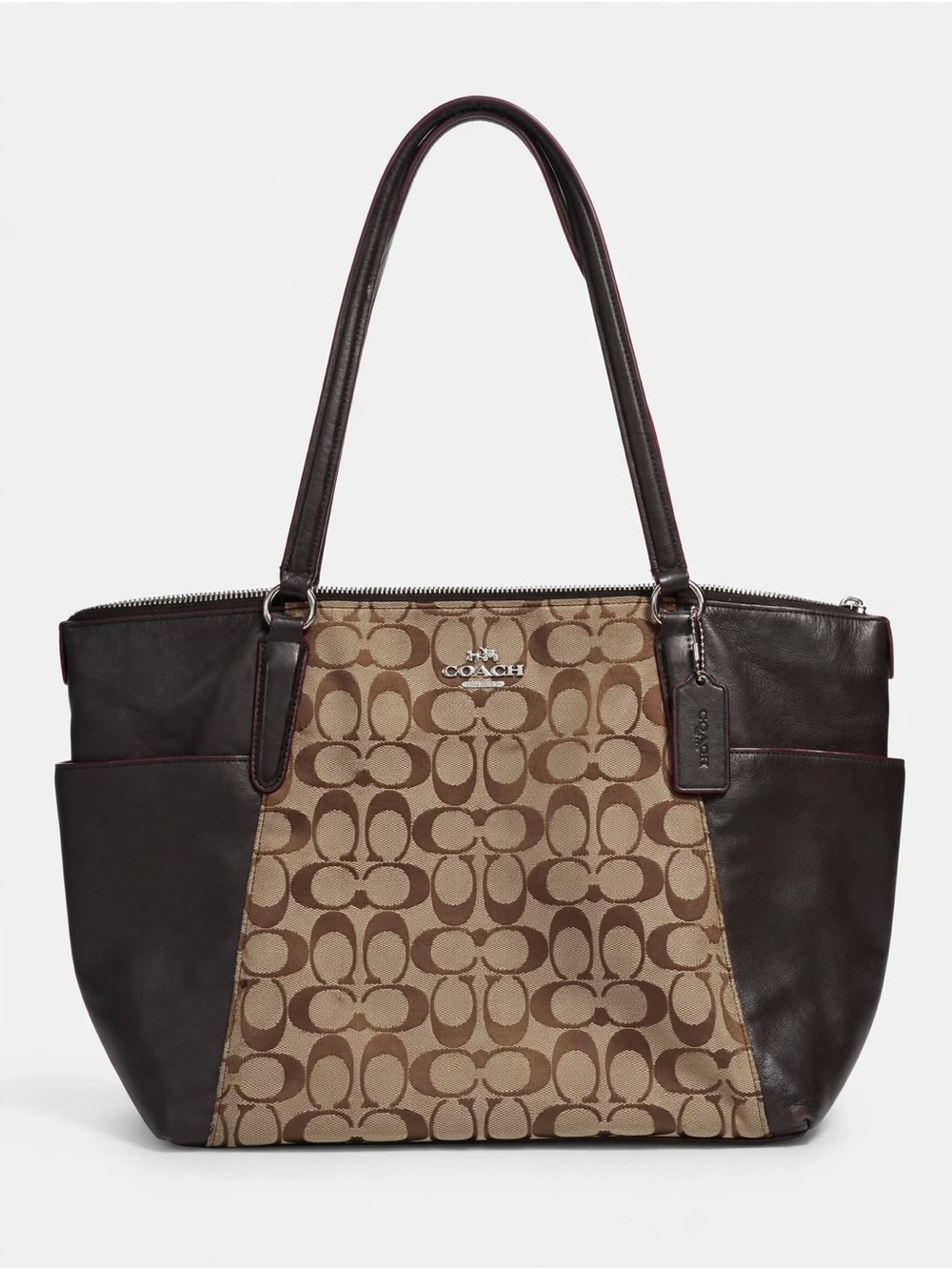 Coach Brown Signature Canvas & Dark Brown Leather Tote